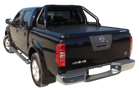 Evo289b Upstone Aluminium Tonneau Cover Nissan Navara Double Cab 2005 2015 Checker Plate Black Nissan Navara